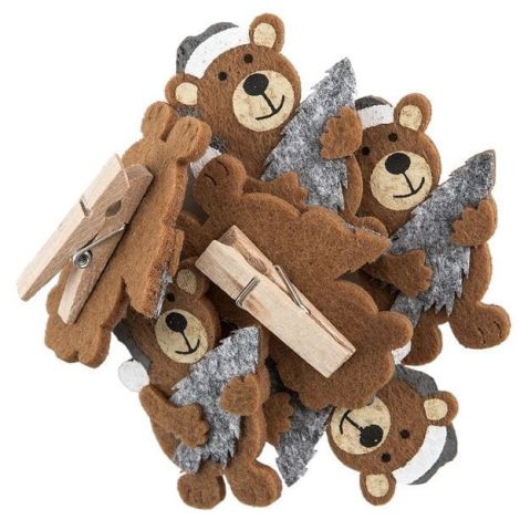 Klamerka drewniana dpCraft Filc Miś, 1szt